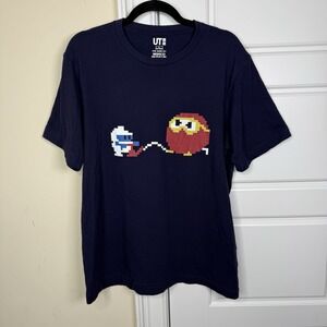 Uniqlo Dig Dug Namco Museum T-Shirt Men's Large Navy Blue Arcade Video Game